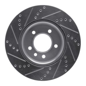Land Rover LR3 Brake Rotor (1) - Front Right - R1 Concepts - Drilled & Slotted - Silver - `05-`07